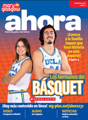 Brother and sister in basketball uniforms