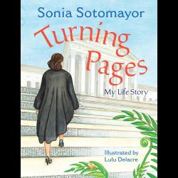 Painting of Sonia Sotomayor walking up the steps to the Supreme Court