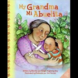 Illustration of child being hugged by his grandma