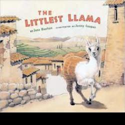 Illustration of a llama in an Andean village