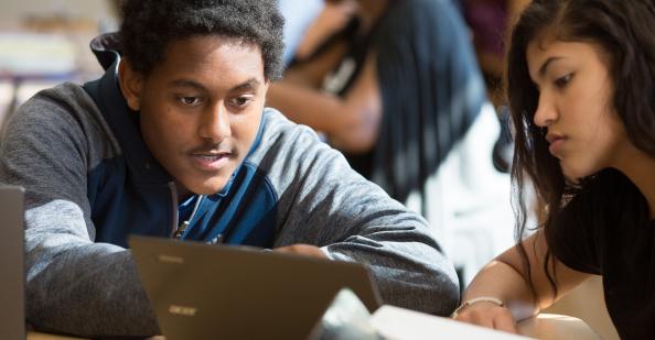 High school students working on a project