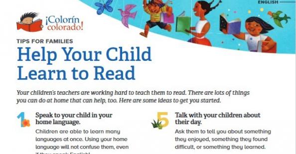 Literacy tip sheet with illustration