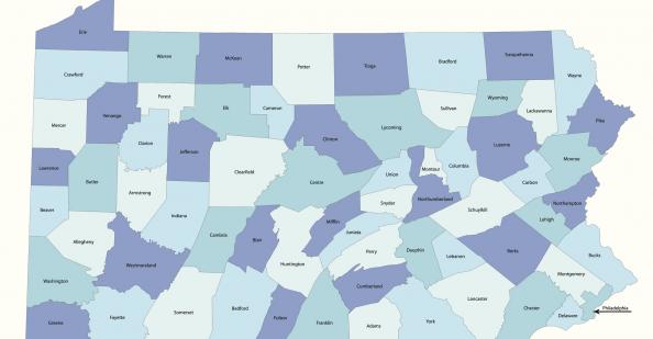 State map of Pennsylvania