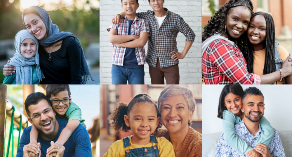 Collage of smiling families